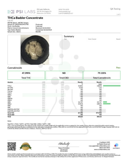 coa for 2 gram thca superstore badder